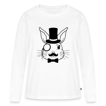 Monocle Cylindre Lapin Monsieur - T-shirt manches longues Premium bio Femme - blanc - Devant - Julia (174cm)