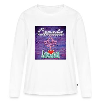 Canada, feuille d’érable. - T-shirt manches longues Premium bio Femme - blanc - Devant - Julia (174cm)