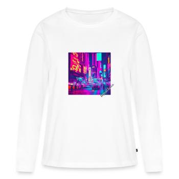 Place au néon - T-shirt manches longues Premium bio Femme - blanc - Devant - Julia (174cm)