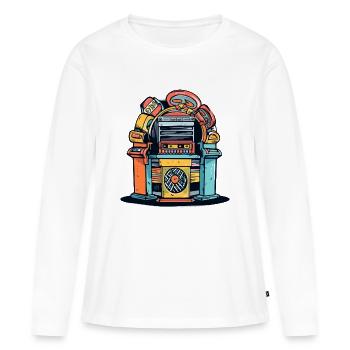 Juke box des années 70 - T-shirt manches longues Premium bio Femme - blanc - Devant - Julia (174cm)