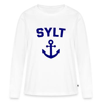 Sylt - Nordsee - Deutschland - Kampen - Insel - Frauen Premium Bio Langarmshirt - Weiß - Vorne - Julia (174cm)