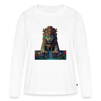 Tempel B'alam - Frauen Premium Bio Langarmshirt - Weiß - Vorne - Julia (174cm)