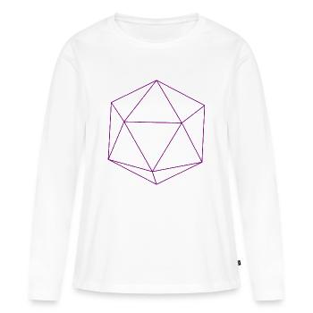 icosaèdre violet - T-shirt manches longues Premium bio Femme - blanc - Devant - Julia (174cm)