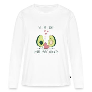 Avocado Love german bio eco fresh romantic T-Shirt - Women's Premium Organic Long Sleeve Shirt - white - Front - Julia (174cm)