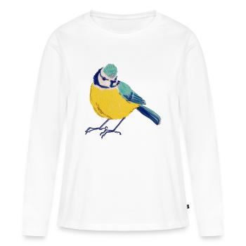 Blaumeise - Frauen Premium Bio Langarmshirt - Weiß - Vorne - Julia (174cm)