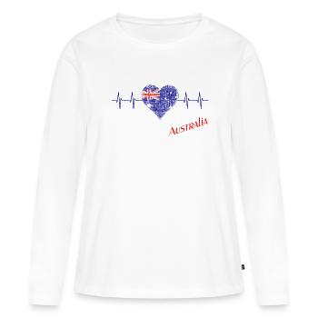 Australien Herz Herzschlag Australia - Frauen Premium Bio Langarmshirt - Weiß - Vorne - Julia (174cm)
