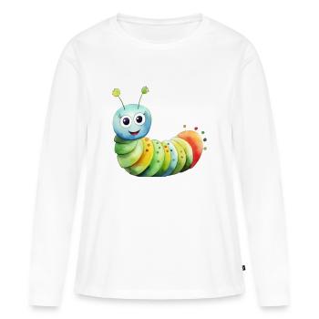 Chenille classe classe animale chenille - T-shirt manches longues Premium bio Femme - blanc - Devant - Julia (174cm)