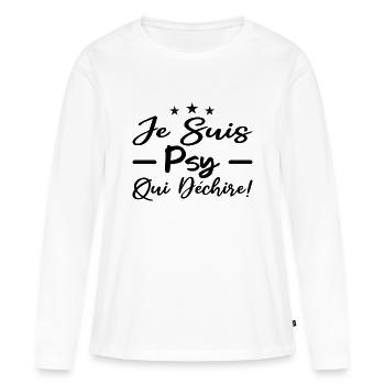je suis psy qui déchire - T-shirt manches longues Premium bio Femme - blanc - Devant - Julia (174cm)