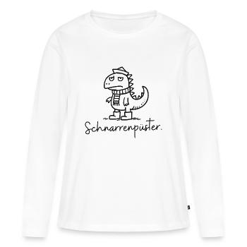 Plattdeutsche Schimpfwörter Dino "Schnarrenpüster" - Frauen Premium Bio Langarmshirt - Weiß - Vorne - Julia (174cm)