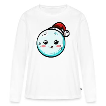 Schneeball mit Weihnachtsmütze #6/9 - Frauen Premium Bio Langarmshirt - Weiß - Vorne - Julia (174cm)