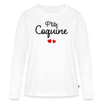 Petite Coquine Humour Surnom Affectueux Femme - T-shirt manches longues Premium bio Femme - blanc - Devant - Julia (174cm)