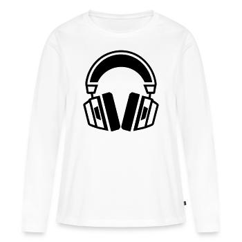 casque audio gaming - T-shirt manches longues Premium bio Femme - blanc - Devant - Julia (174cm)