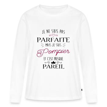 Pompier parfaite - T-shirt manches longues Premium bio Femme - blanc - Devant - Julia (174cm)