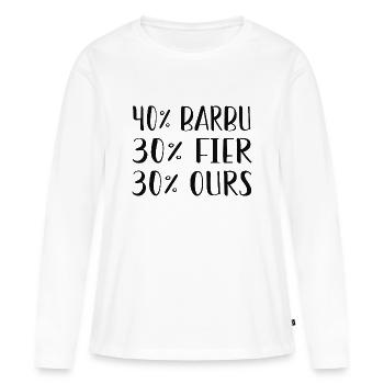 40% BARBU 30% FIER 30% OURS - T-shirt manches longues Premium bio Femme - blanc - Devant - Julia (174cm)