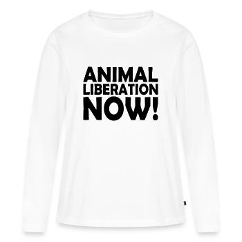 Animal liberation now - T-shirt manches longues Premium bio Femme - blanc - Devant - Julia (174cm)