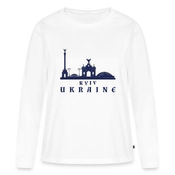 Kiev Skyline Ukraine Kyiv - T-shirt manches longues Premium bio Femme - blanc - Devant - Julia (174cm)