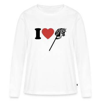 J’aime hobby cheval - Coeur - Hobby - T-shirt manches longues Premium bio Femme - blanc - Devant - Julia (174cm)