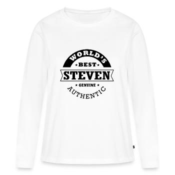Steven das beste Geschenk der Welt Vorname Steven - Frauen Premium Bio Langarmshirt - Weiß - Vorne - Julia (174cm)
