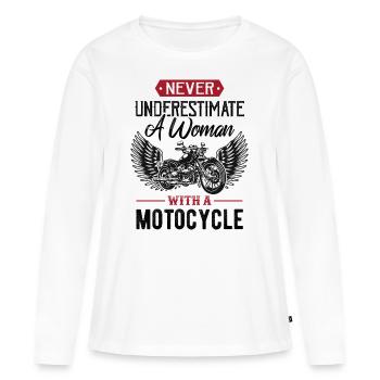 Motorrad Frau Geschenk - Frauen Premium Bio Langarmshirt - Weiß - Vorne - Julia (174cm)