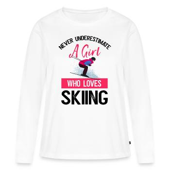 Ski Skiurlaub Skipiste Winterurlaub Wintersport - Frauen Premium Bio Langarmshirt - Weiß - Vorne - Julia (174cm)