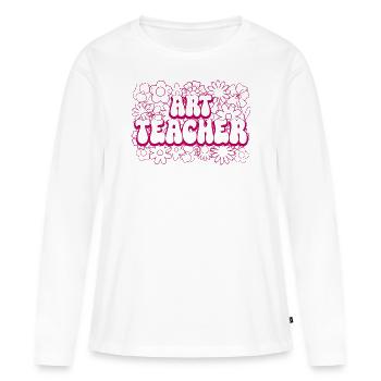 Mandala-Blumen-Lehrerin Kunstlehrerin - Frauen Premium Bio Langarmshirt - Weiß - Vorne - Julia (174cm)
