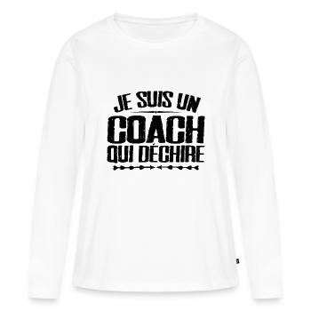 Ich bin ein Coach, der Humor und Humor liebt - Frauen Premium Bio Langarmshirt - Weiß - Vorne - Julia (174cm)