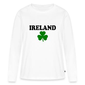 Trèfle d’Irlande - T-shirt manches longues Premium bio Femme - blanc - Devant - Julia (174cm)