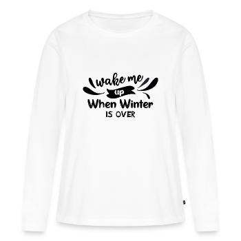 wake me up when winter is over - T-shirt manches longues Premium bio Femme - blanc - Devant - Julia (174cm)