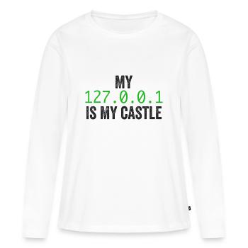 My 127.0.0.0.1 Is My Castle - T-shirt manches longues Premium bio Femme - blanc - Devant - Julia (174cm)