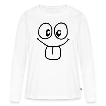 Emoji silly sketch black - Women's Premium Organic Long Sleeve Shirt - white - Front - Julia (174cm)