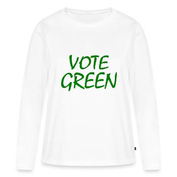 Vote green - T-shirt manches longues Premium bio Femme - blanc - Devant - Julia (174cm)