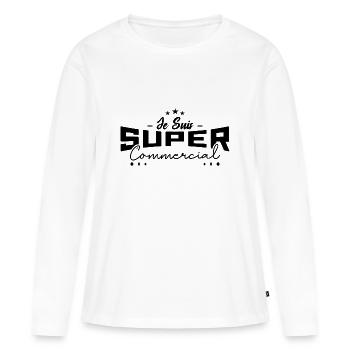Je Suis Super Commercial - T-shirt manches longues Premium bio Femme - blanc - Devant - Julia (174cm)