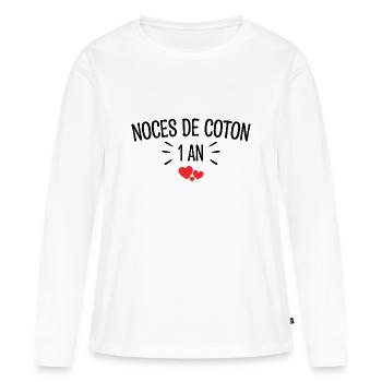 Noces de Coton - T-shirt manches longues Premium bio Femme - blanc - Devant - Julia (174cm)