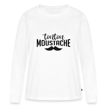 tonton moustache - T-shirt manches longues Premium bio Femme - blanc - Devant - Julia (174cm)