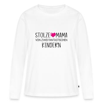 Stolze Mutter mit Herz von 2 Kindern Geschenk Idee - Frauen Premium Bio Langarmshirt - Weiß - Vorne - Julia (174cm)