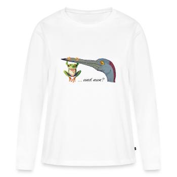 Frosch am Schnabel - Frauen Premium Bio Langarmshirt - Weiß - Vorne - Julia (174cm)