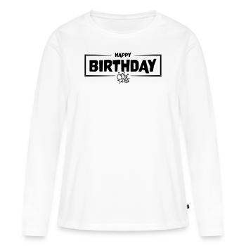 joyeux anniversaire - T-shirt manches longues Premium bio Femme - blanc - Devant - Julia (174cm)