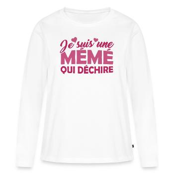 Cadeau Mémé Je suis une Mémé qui Déchire - T-shirt manches longues Premium bio Femme - blanc - Devant - Julia (174cm)