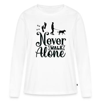 Never walk alone walking with Dog - Women's Premium Organic Long Sleeve Shirt - white - Front - Julia (174cm)