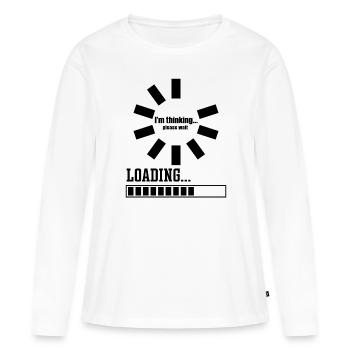 Je pense s’il vous plaît attendre son chargement je pense - T-shirt manches longues Premium bio Femme - blanc - Devant - Julia (174cm)