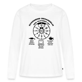 60 Jahre Schild Tempo 60 Geburtstag 60 Jahre Autos - Frauen Premium Bio Langarmshirt - Weiß - Vorne - Julia (174cm)