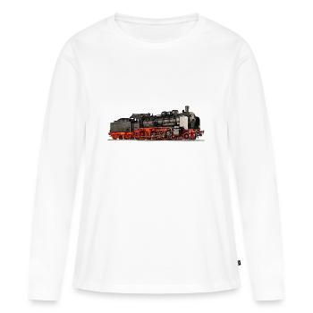 Dampflok 38 2977 - Frauen Premium Bio Langarmshirt - Weiß - Vorne - Julia (174cm)
