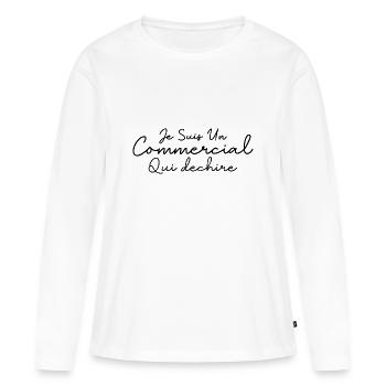 Je suis un commercial qui déchire - T-shirt manches longues Premium bio Femme - blanc - Devant - Julia (174cm)