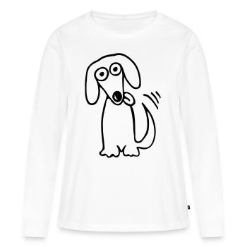 lustiger süßer Hund Dackel Comic Cartoon Hunde Fun - Frauen Premium Bio Langarmshirt - Weiß - Vorne - Julia (174cm)
