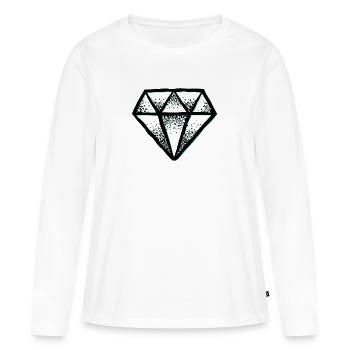 cooler Diamant Diamond Kristall Crystal - Frauen Premium Bio Langarmshirt - Weiß - Vorne - Julia (174cm)