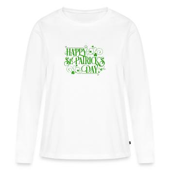 St. Patricks Day Green Irish Irland Lucky Happy - Frauen Premium Bio Langarmshirt - Weiß - Vorne - Julia (174cm)