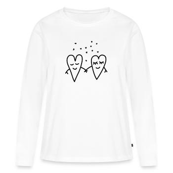 Valentin Amour Coeurs Couple Relation petite amie - T-shirt manches longues Premium bio Femme - blanc - Devant - Julia (174cm)