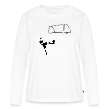 Un footballeur marque un but - T-shirt manches longues Premium bio Femme - blanc - Devant - Julia (174cm)