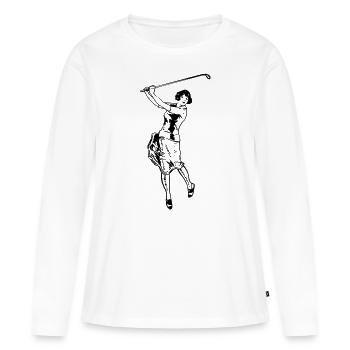 Golf - Golfen - Golfer - Frauen Premium Bio Langarmshirt - Weiß - Vorne - Julia (174cm)
