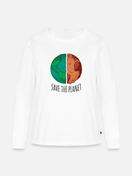 Save the Planet. - Frauen Premium Bio Langarmshirt - Weiß